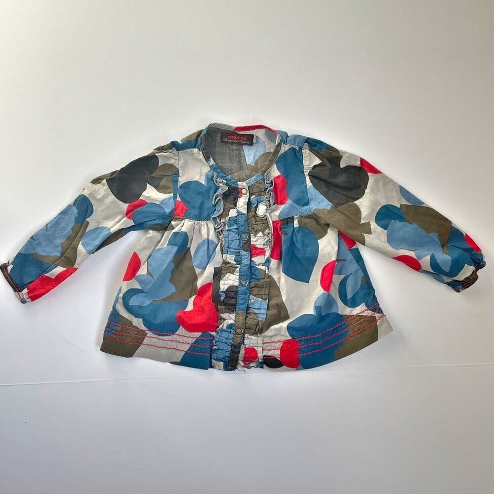 Catimini Button Down Top With Ruffles